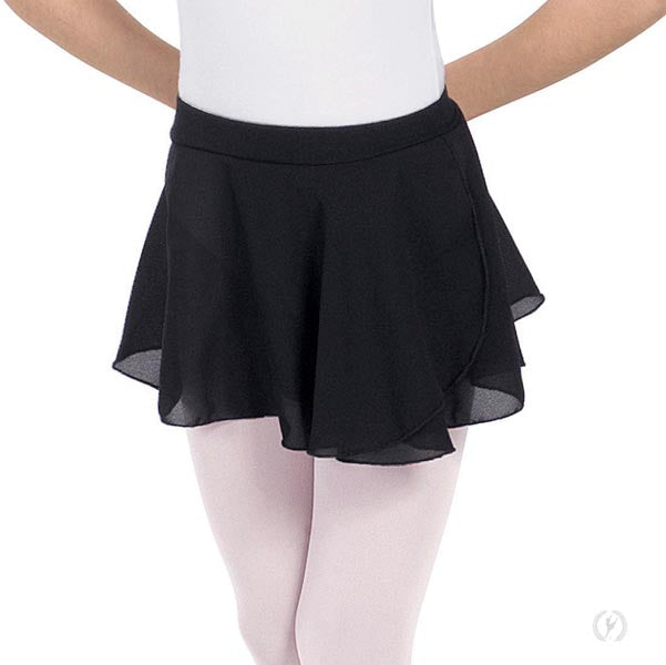 Eurotard 10127 Child Mock Wrap Chiffon Pull-On Skirt Black
